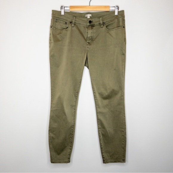 J Crew Factory Womens Olive Green Stretch Skinny Pants Size 30 Mid Rise Sheen - Picture 2 of 10